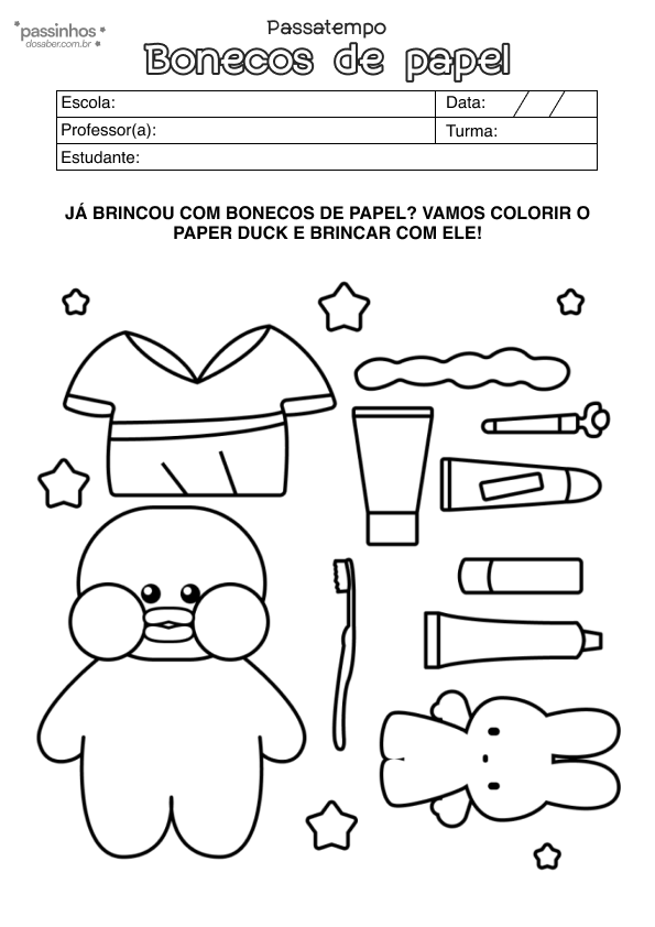 atividade infantil boneco de papel para vestir para crianças