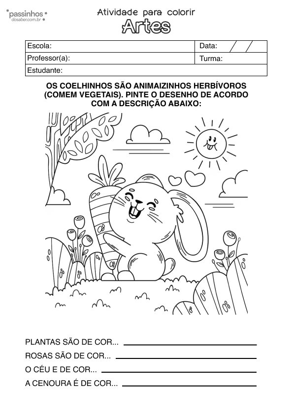 Atividade infantil de páscoa para colorir