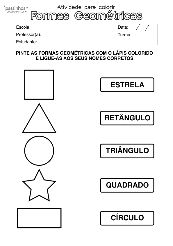 Atividade infantil sobre formas geométricas