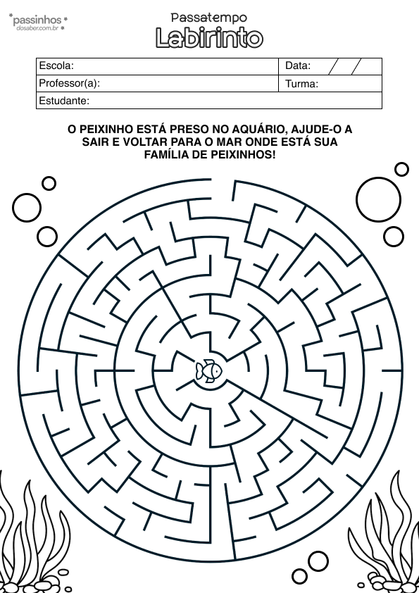 atividade de labirinto para crianças