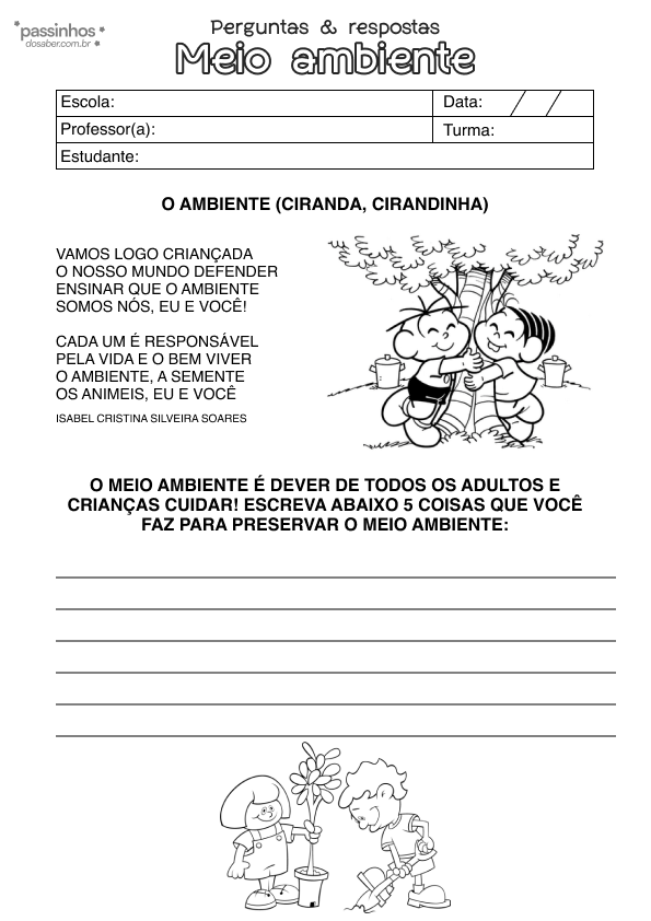 atividade infantil sobre o meio ambiente