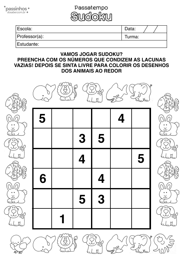 atividade infantil sudoku para crianças