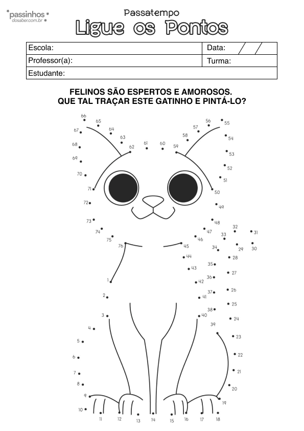 atividade de ligar pontos para crianças